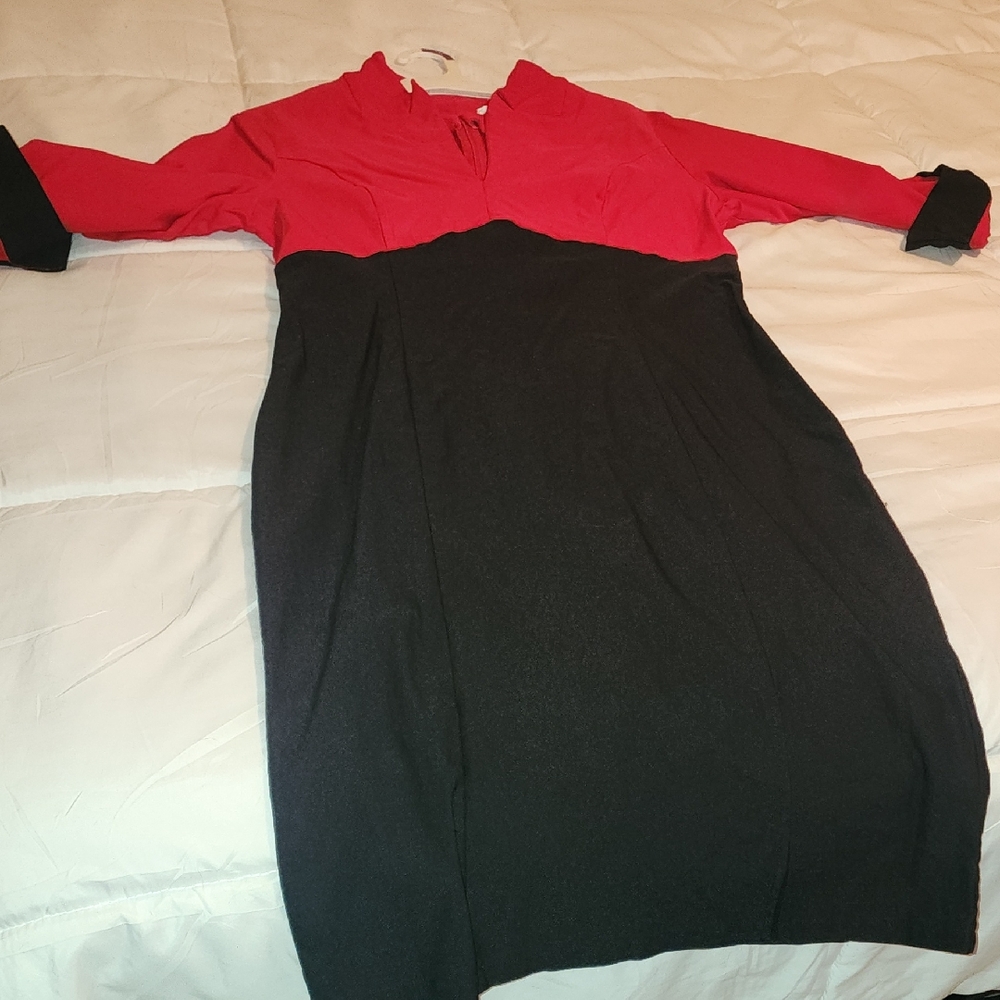 Elegant Red and Black Women's Dress